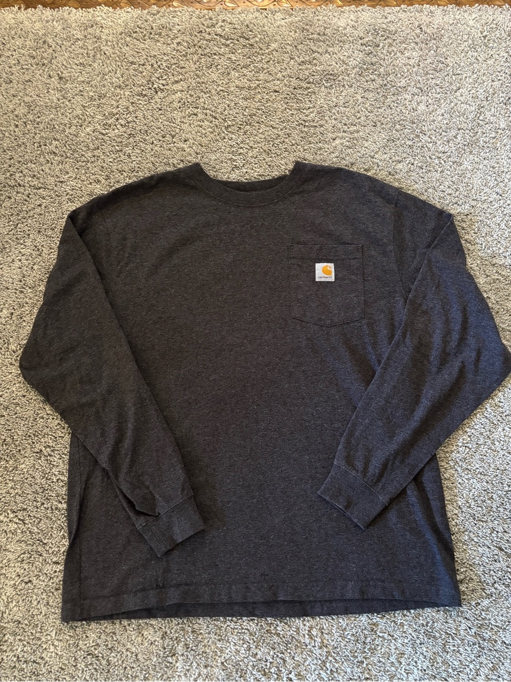 Carhartt Loose Fit Long-Sleeve Pocket Tee Gray Cotton Mens Size L